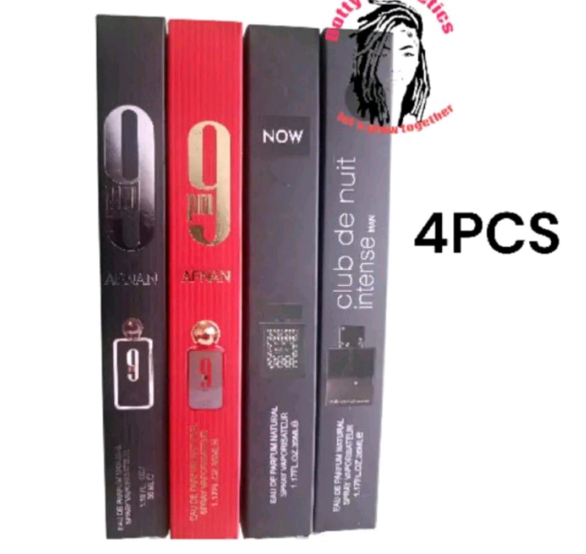 9pm AFNAN BLACK + 9pm REBEL +RAVE NOW + CLUB DE NUIT INTENSE MAN  PERFUME 35ML EACH . MEN TRENDING PERFUMES  . SMELL GOOD ON A LOW BUDGET
