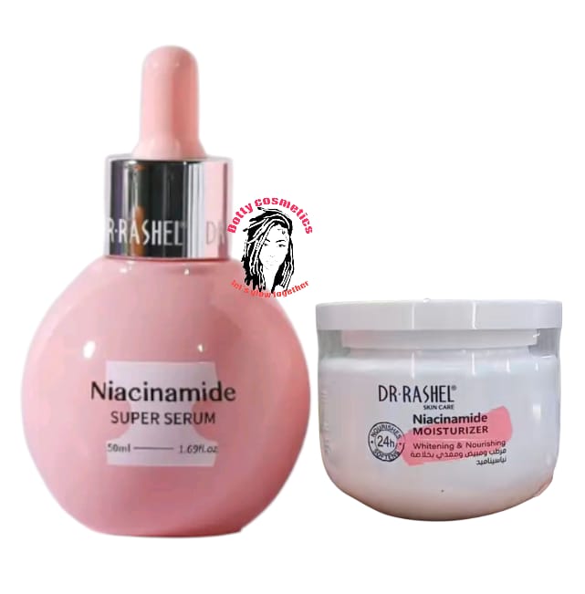 2PCS  DR. RASHEL Niacinamide cream +DR. RASHEL Niacinamide  Serum Controls excess oil & minimizes pores. Brightens skin and fades dark spots. Strengthens skin barrier. Deep hydration without heaviness