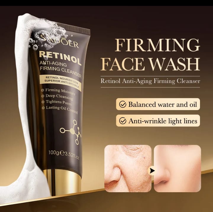 Guanjing RETINOL Anti-Aging Facial CREAM + Anti-Wrinkle Face SERUM.  Removes Wrinkles, Smooths, Firms, Promote skin elasticity & Moisturizes( FREE RETINOL FACE CLEANSER)-3pcs
