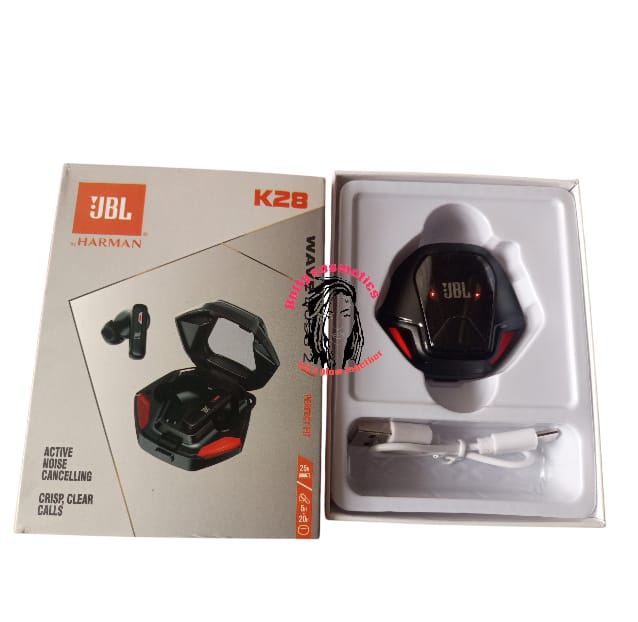 JBL K28 Wireless Gaming Earbuds – Bluetooth Earphones with LED Case
Upgrade your gaming and music experience with K28 wireless earbuds. Built for speed and style, these earbuds feature low latency,