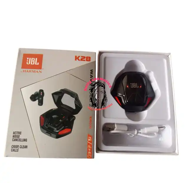 JBL K28 Wireless Gaming Earbuds – Bluetooth Earphones with LED Case
Upgrade your gaming and music experience with K28 wireless earbuds. Built for speed and style, these earbuds feature low latency,