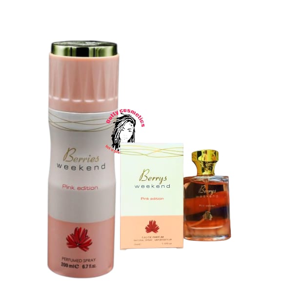 2pcs Berries Weekend Pink Edition Perfume Set – Long Lasting Ladies Fragrance Deodrant 200ml+ Eau de Parfum 35ml