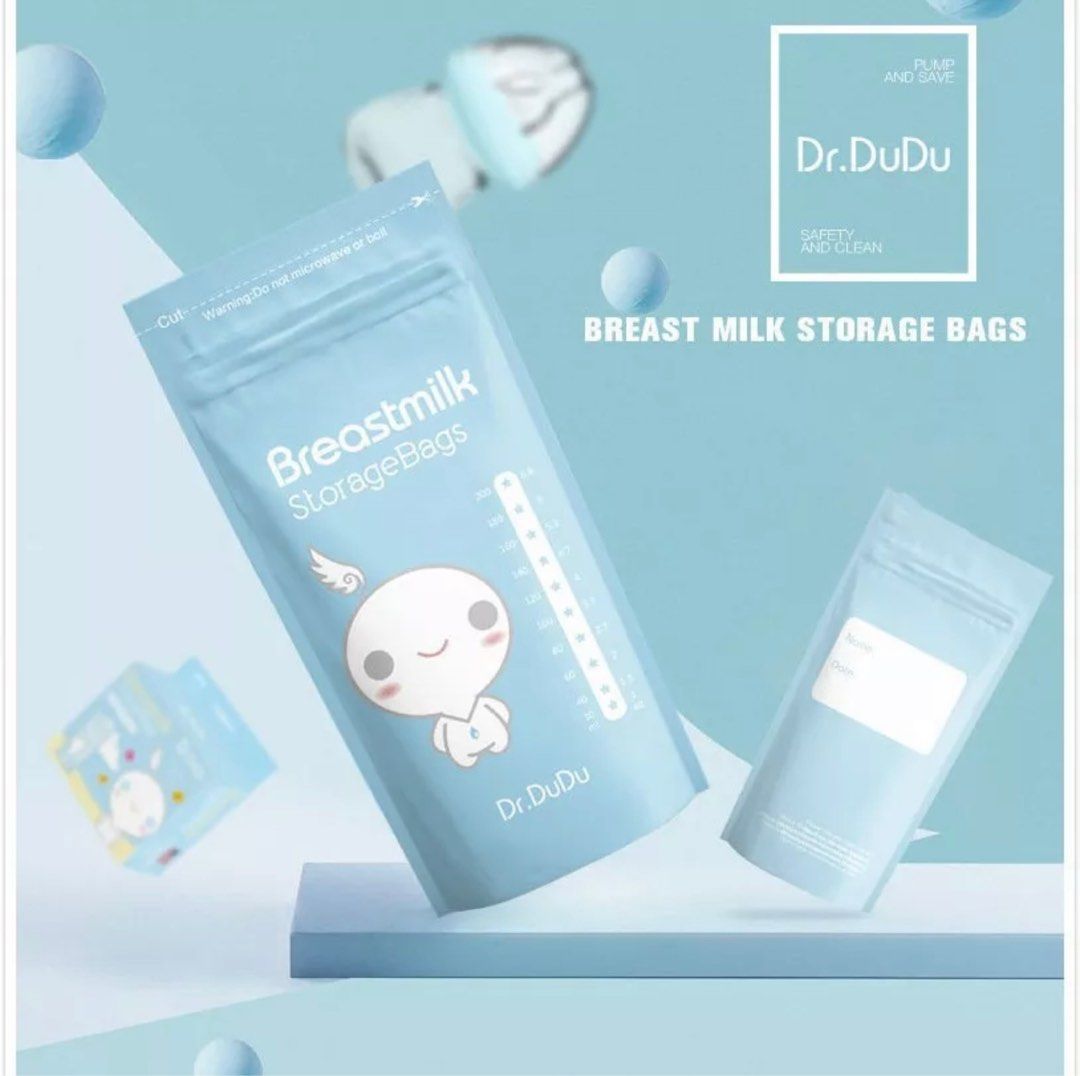 Dr.DuDu Breast Milk Storage Bags – 200ml Leak-Proof Double Zipper Baby Milk Storage Pouch | BPA Free, Pre-Sterilized & Freezer Safe (30 bags)