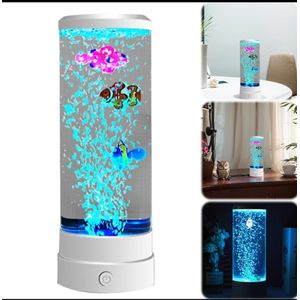 LED Bubble Fish Lamp Decor 1.5L Capacity – Multi-Color Changing Aquarium Night Light for Office, Bedroom, or Living Room – Battery Operated
