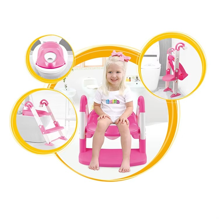 3in1  Portable Training Kids Toilet-Baby Potty With Ladder Potty Training Seat, Toddler Potty Training Toilet Seat with Steps Stool Splash Guard and Anti-Slip Potty Seat