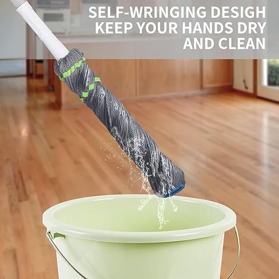 SELF-WRINGING TWIST FLOOR MOP- ROTATES 360 DEGREES MAKING YOUR CLEANING EASY AND FASTER. Self-Cleaning Mop 360 Self-Squeezing Mop, Hands Free Self wringing mop, Effortless Cleaning