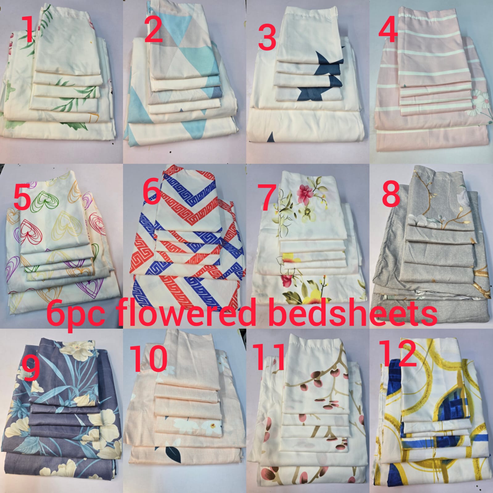 💥 Mega Offer! 6pc Cotton Bed Sheet Set with 4 Pillowcases — Elegant & Breathable