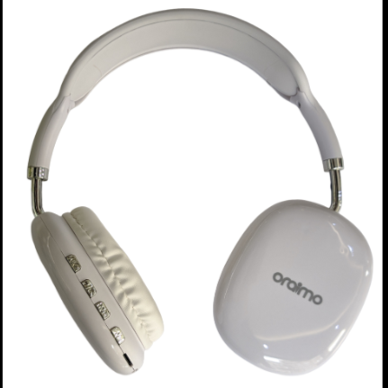 Oraimo I12 Wireless Cream White Headphones with HD Sound & Deep Bass, Noice cancelling Technique, comfortable earmuffs