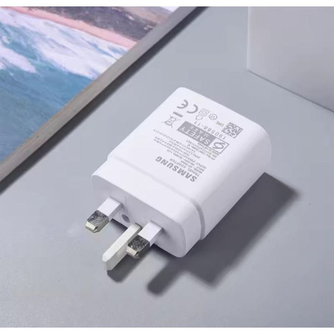 Samsung Original 45W White Super Fast Header with a USB-C output for All USB-C Devices, for c to c cables, Samsung S20, S21, S22, S23, S24, S25 Charger