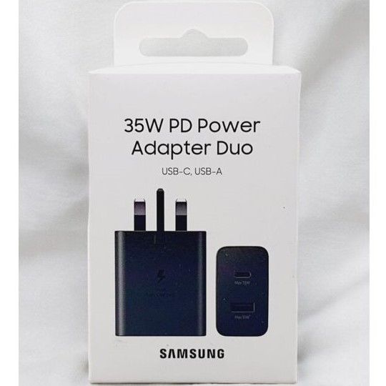 Samsung 35W PD Adapter Duo, Two charging ports, USB-C with 35W max, USB-A with 15W max, super fast charging
