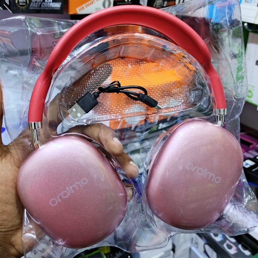 Pink Oraimo I12 Wireless Headphones with HD Sound & Deep Bass, Noice cancelling Technique, comfortable earmuffs