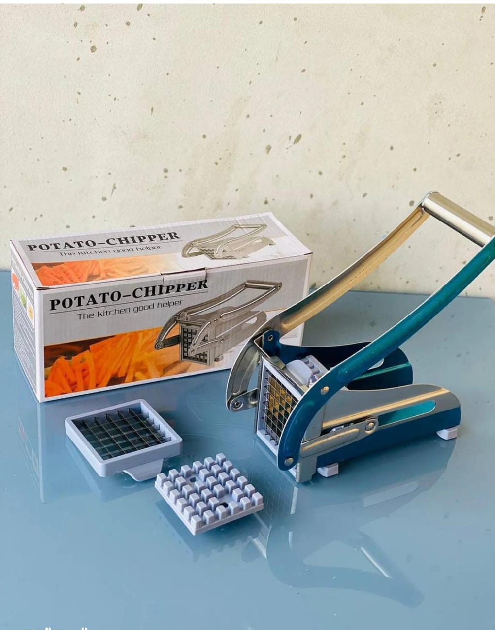 stainless steel french fries machine with 2 blades potato chips strip   cutting cutter  maker salad and potato chipper