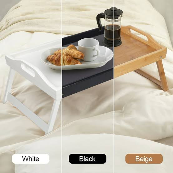Breakfast in bed foldable bamboo tray now available in 3 colours wooden, black or white @Ksh 2499 wholesale price
video has a nice demo