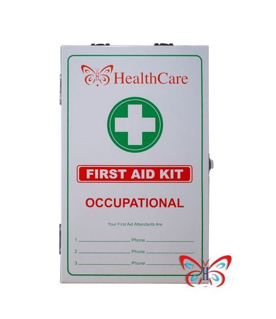 Large Health Care Occupational First Aid Kit - Metallic Lockable Wall Cabinet Kits For Schools, Offices and Workshops