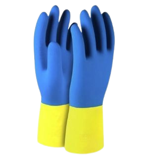 Natural Latex Chemical Resistant Gloves – Flock Lined, Embossed Grip, Large