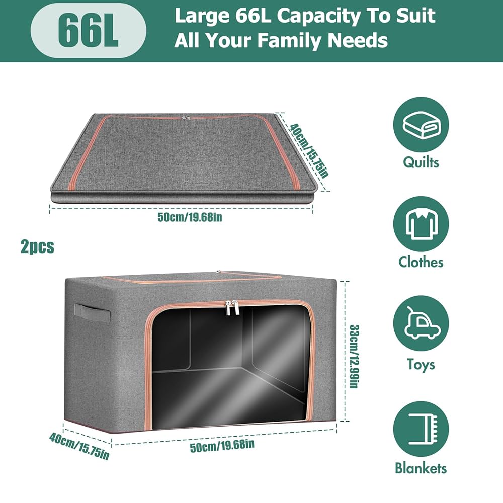 🐾💃🏽66L 50x40x33cm Foldable metal frame clothes storage bag