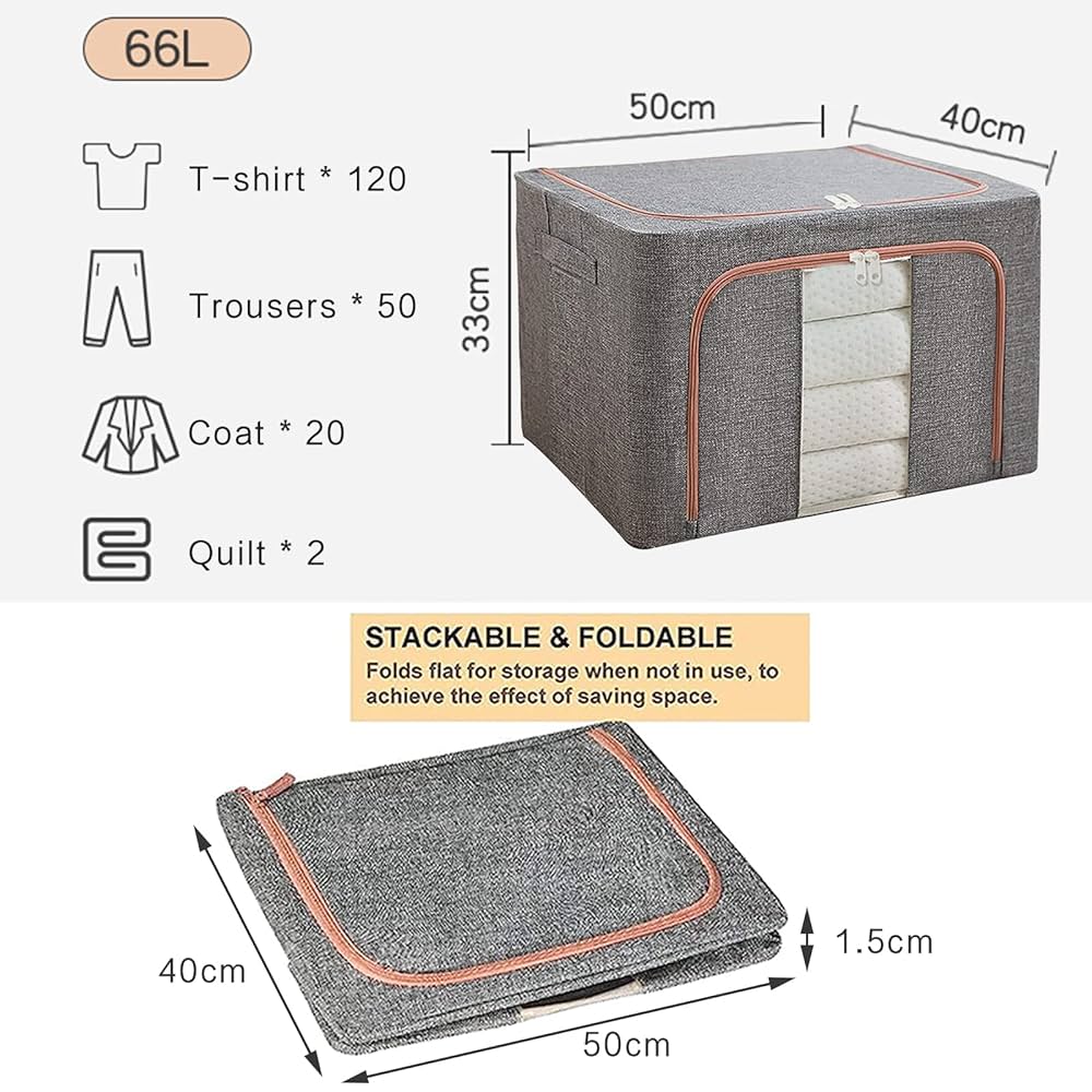 🐾💃🏽66L 50x40x33cm Foldable metal frame clothes storage bag