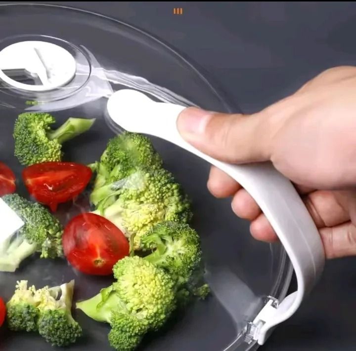 Microwave food cover high temperature splash-proof cover with handle washable transparent dust-proof with chef special handle