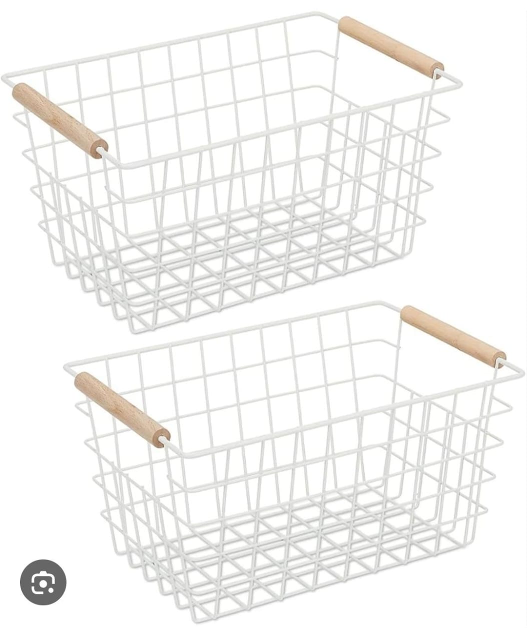Multipurpose classy metallic mesh basket wooden handle