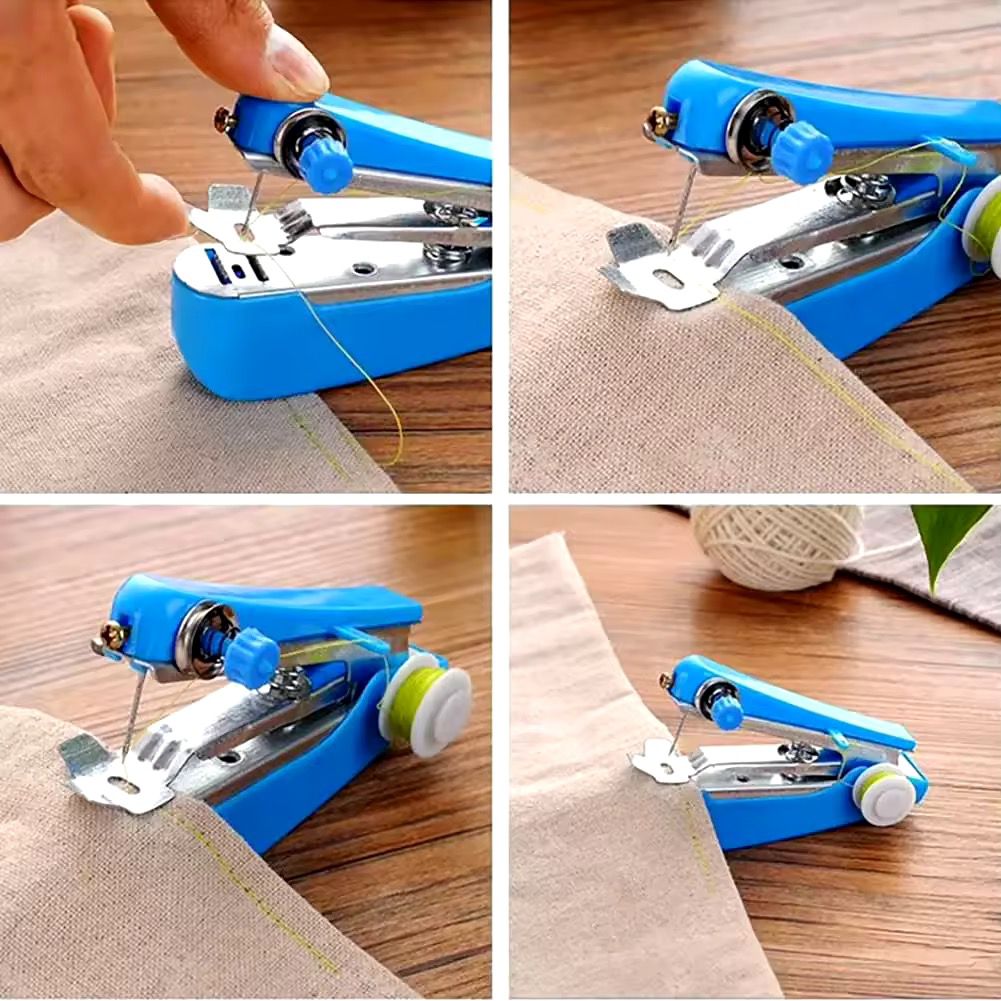 - Home Handheld Sewing Machine Protable Outdoor Travel Clothes Fabrics DIY Stitchin Sew Tool Mini Manual Stitch Needlework Machine