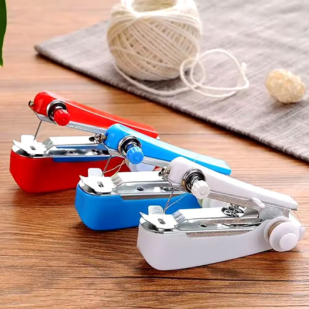 - Home Handheld Sewing Machine Protable Outdoor Travel Clothes Fabrics DIY Stitchin Sew Tool Mini Manual Stitch Needlework Machine