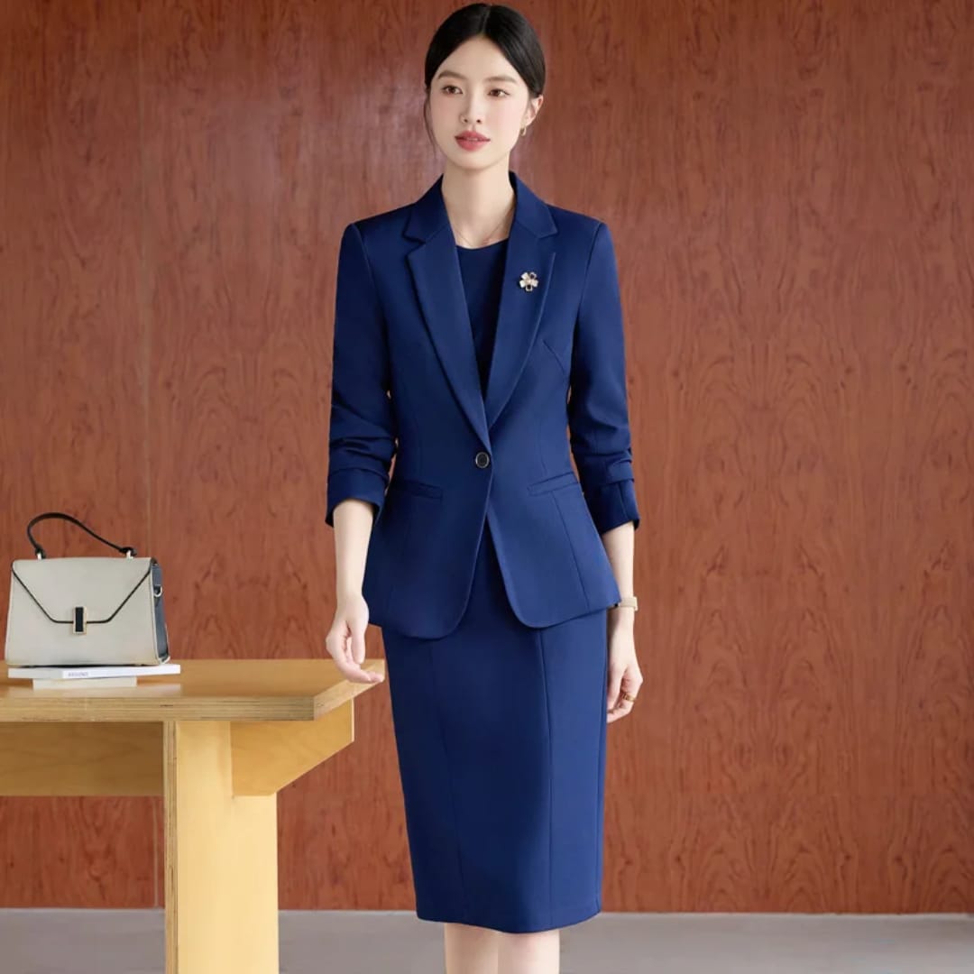 Ladies Office Dress Suit 2Psc  Set Clothes Women Clothing Sets Two Piece Outfits Chic Women’s Sleeveless Trouser Blazer Neck Stylish Piece Outfit for Office Casual Outings Vacations Meetings