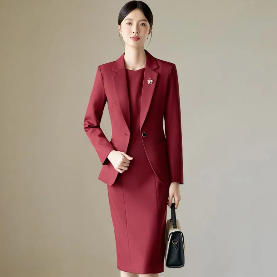 Ladies Office Dress Suit 2Psc  Set Clothes Women Clothing Sets Two Piece Outfits Chic Women’s Sleeveless Trouser Blazer Neck Stylish Piece Outfit for Office Casual Outings Vacations Meetings
