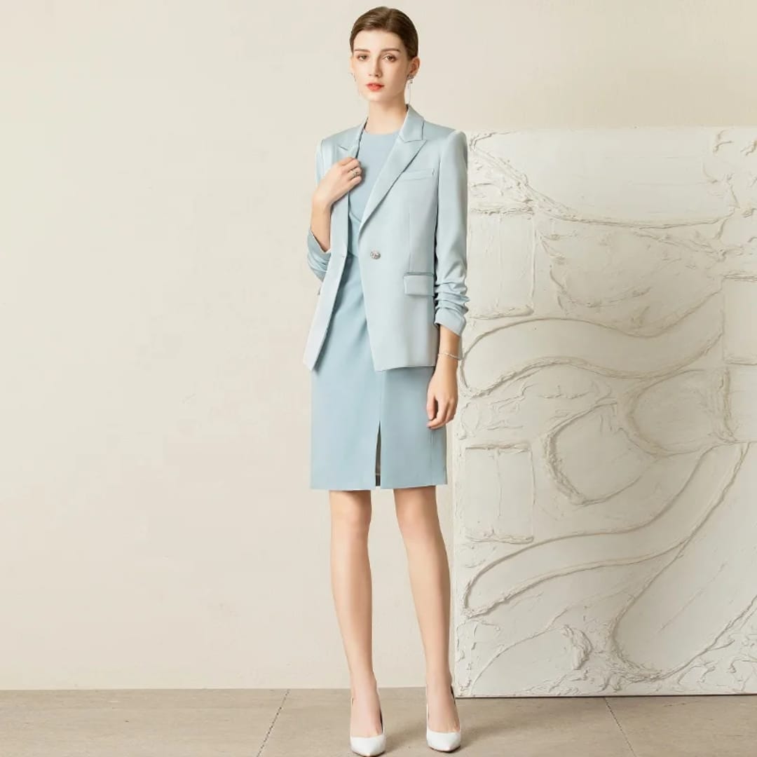 Ladies Office Dress Suit 2Psc  Set Clothes Women Clothing Sets Two Piece Outfits Chic Women’s Sleeveless Trouser Blazer Neck Stylish Piece Outfit for Office Casual Outings Vacations Meetings