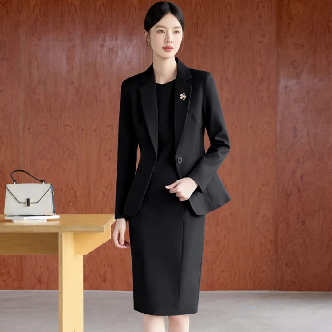 Ladies Office Dress Suit 2Psc  Set Clothes Women Clothing Sets Two Piece Outfits Chic Women’s Sleeveless Trouser Blazer Neck Stylish Piece Outfit for Office Casual Outings Vacations Meetings