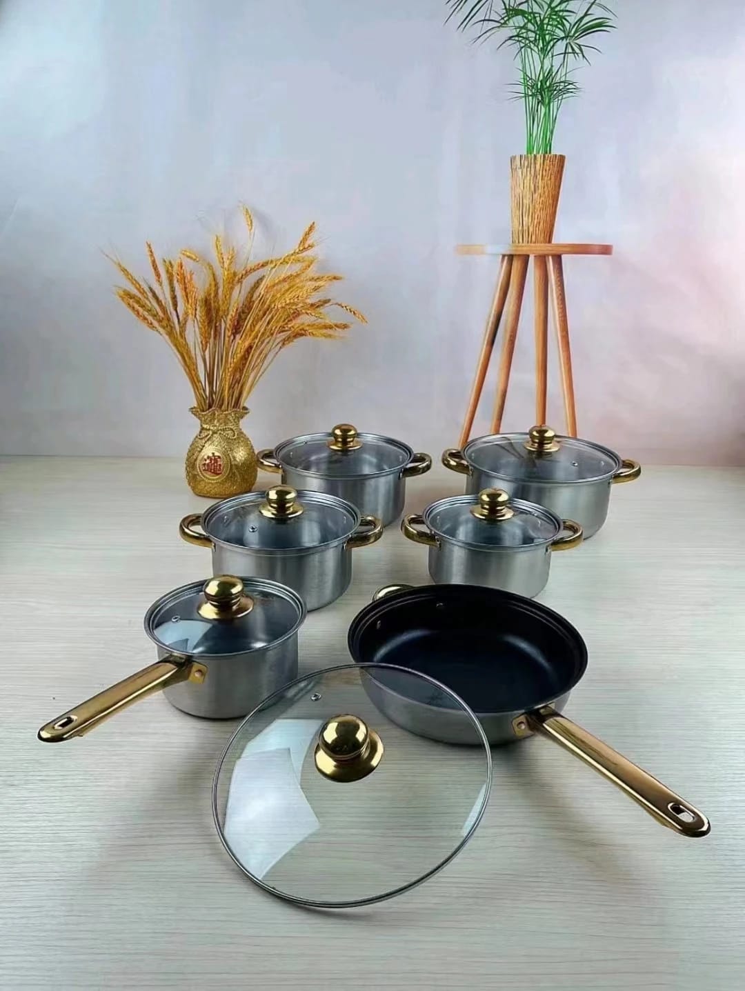 【OFFER】12PCS Stainless steel Pots Sufuria Cookware Set Cooking Pots Sufuria 6pcs pots+6pcs lids Good Quality Kitchen Pots