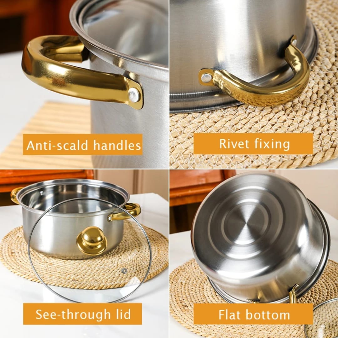 【OFFER】12PCS Stainless steel Pots Sufuria Cookware Set Cooking Pots Sufuria 6pcs pots+6pcs lids Good Quality Kitchen Pots
