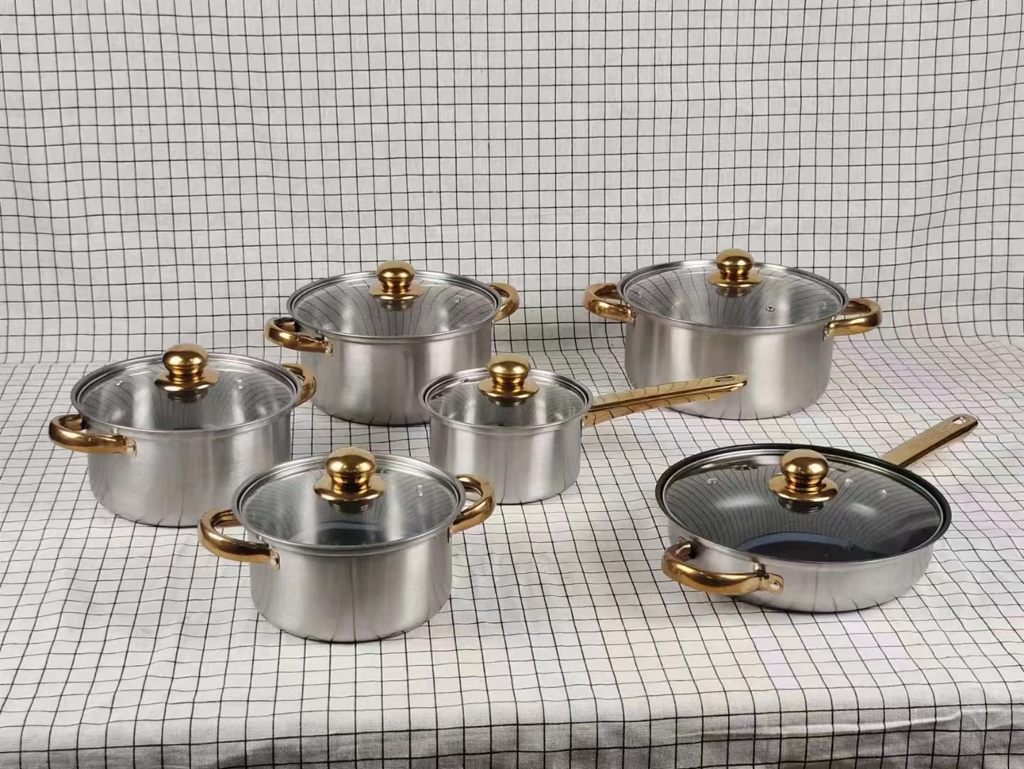 【OFFER】12PCS Stainless steel Pots Sufuria Cookware Set Cooking Pots Sufuria 6pcs pots+6pcs lids Good Quality Kitchen Pots