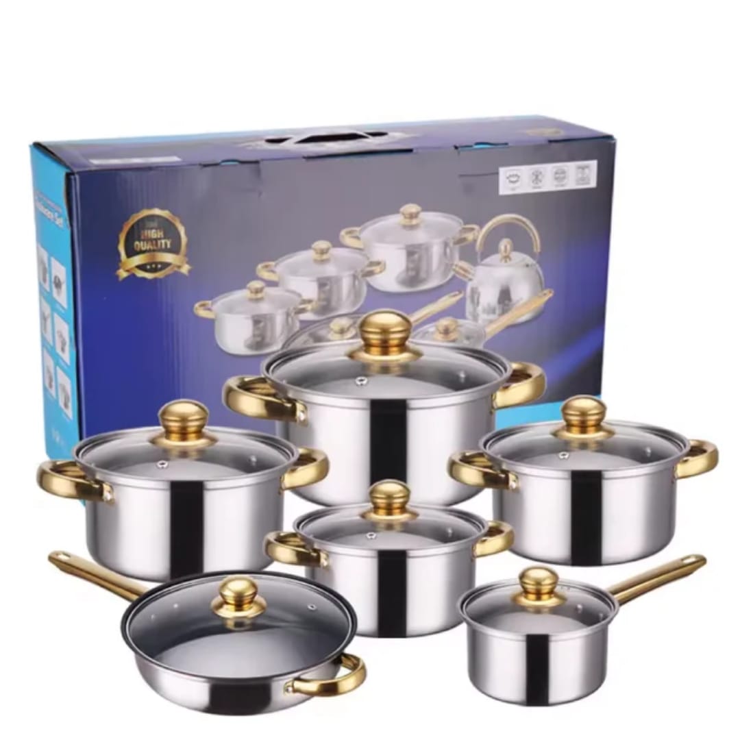 【OFFER】12PCS Stainless steel Pots Sufuria Cookware Set Cooking Pots Sufuria 6pcs pots+6pcs lids Good Quality Kitchen Pots