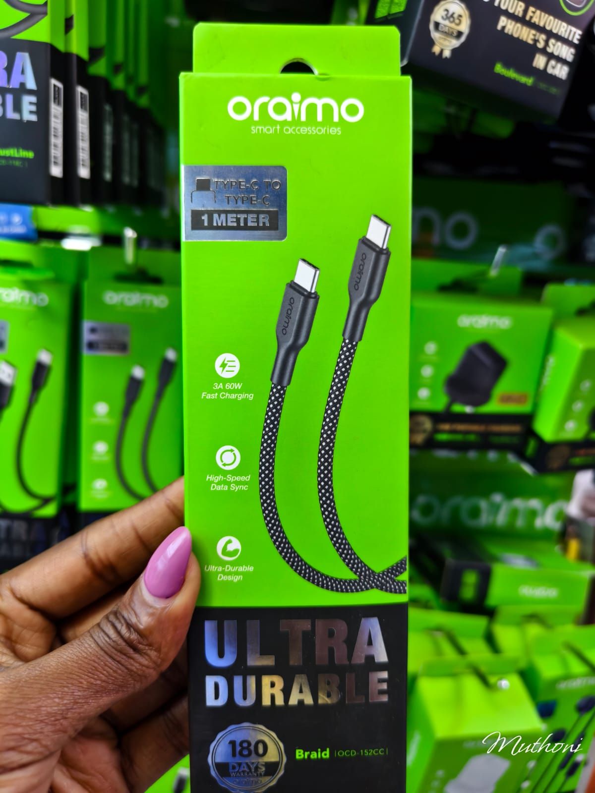 Oraimo  Type C to C Charger Cable Fast Charging data transfer for Android and other devices Oraimo Data Cables charging cables. Fast Charging