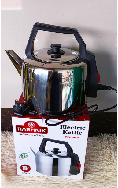 Rashnik Automatic STAINLESS STEEL Electric Kettle 5.7LTS Hot Water Heater Boiler BPA-Free, Energy Saver, Low Electricity Consumption, Auto Shut-off, Removable Lid for Easy Cleaning