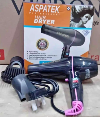 Aspatek Blow dry, Professional Blow Dry Machine Hair Dryer 2200W. This lightweight yet powerful 2200W dryer eliminates the hassle of heavy handling, making blow drying easy