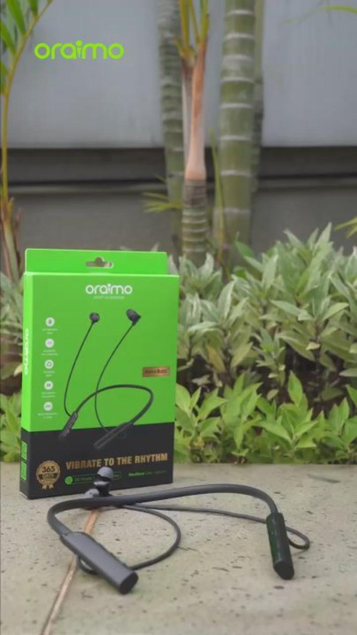 Oraimo OEB-311 Necklace Lite Call Vibration Wireless Headphones - 30Hr Playtime, Vibration Notifications, Dual-device Connectivity, Oraimo Sound App, 10m Range, 220mAh Battery-Headphones