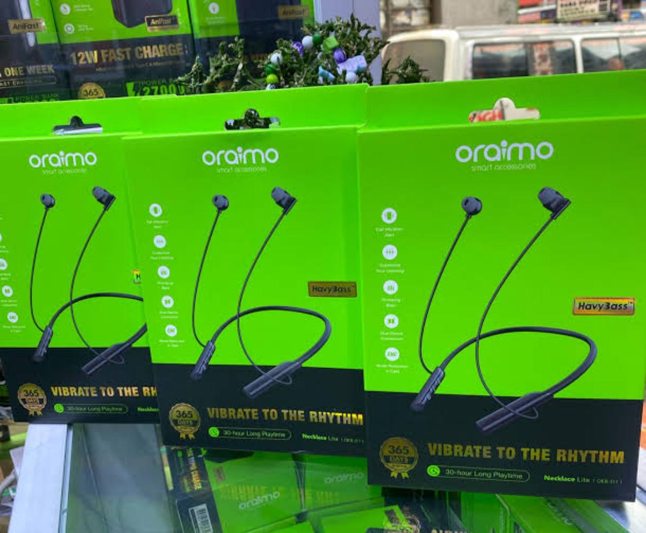 Oraimo OEB-311 Necklace Lite Call Vibration Wireless Headphones - 30Hr Playtime, Vibration Notifications, Dual-device Connectivity, Oraimo Sound App, 10m Range, 220mAh Battery-Headphones