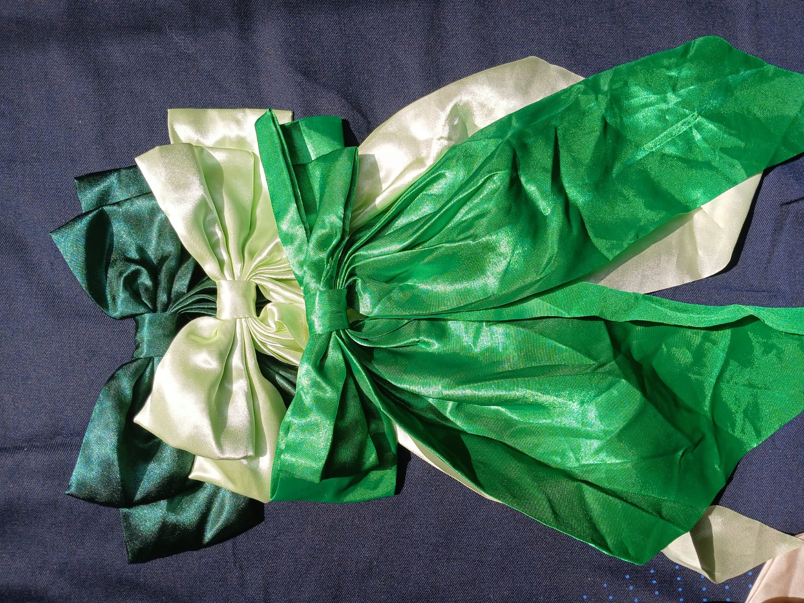 3-Piece Oversized French Satin Hair Bow Set – Elegant Emerald, Soft Mint & Vibrant Green Luxurious Hair Accessories for Women & Girls – Perfect for Weddings, Parties, & Daily Styling