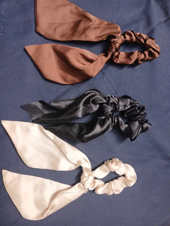 🌸 Luxurious Satin Ribbon Hair Scrunchies Set for Women – Elegant Ponytail Holder, Silky Hair Tie with Long Bow Tails – Perfect for Stylish Daily Wear, Office Look, or Party Outfits