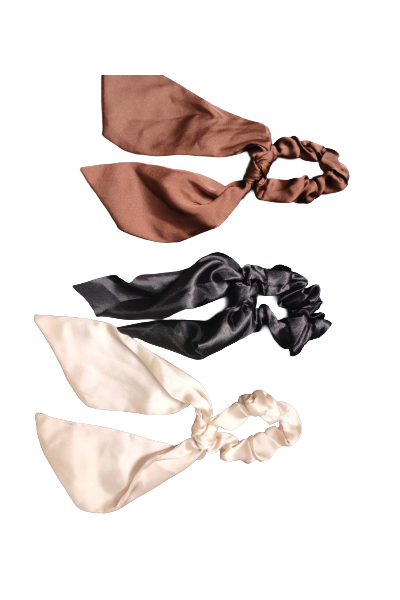 🌸 Luxurious Satin Ribbon Hair Scrunchies Set for Women – Elegant Ponytail Holder, Silky Hair Tie with Long Bow Tails – Perfect for Stylish Daily Wear, Office Look, or Party Outfits
