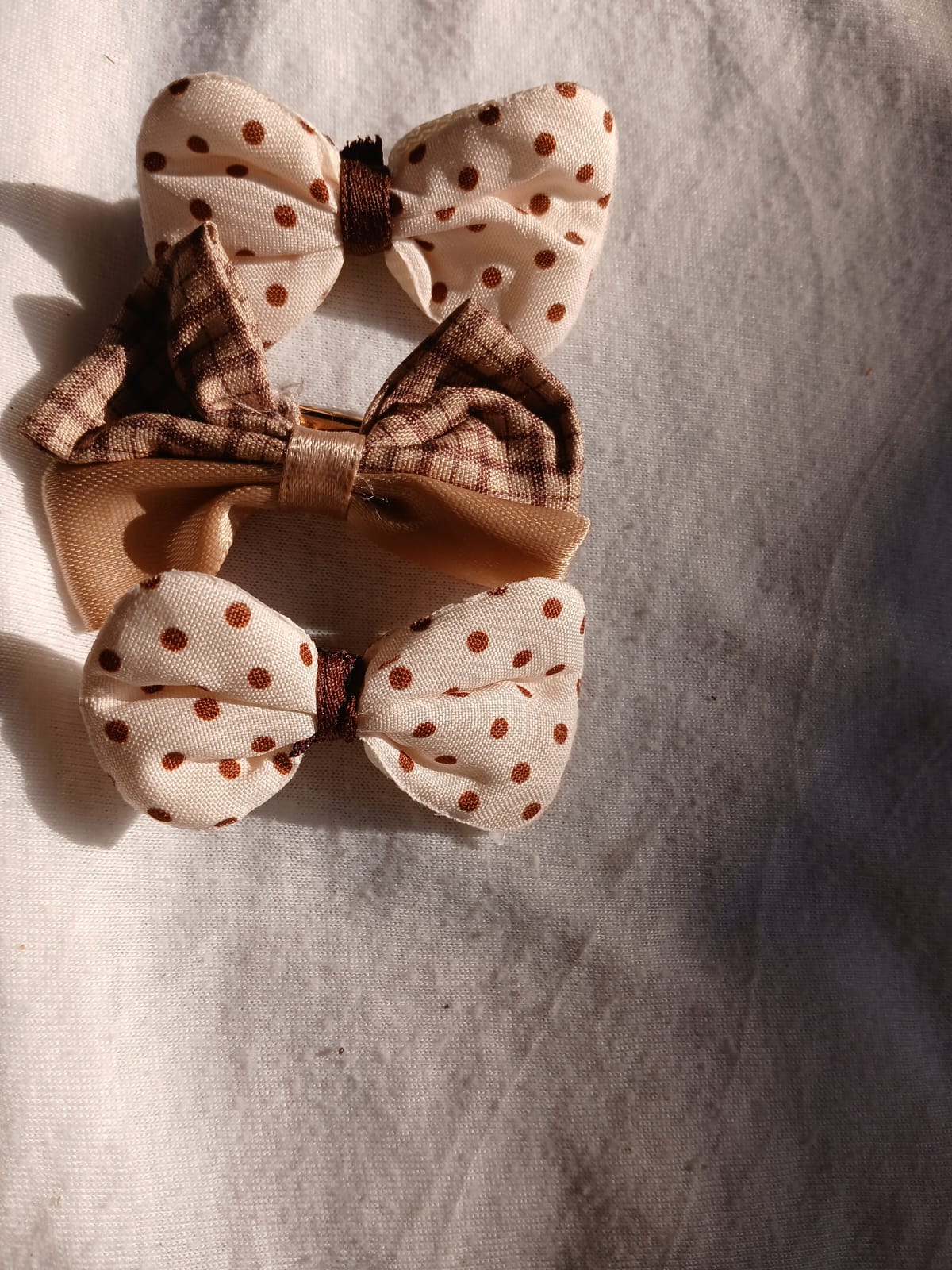 3-Piece Vintage Polka & Plaid Fabric Hair Bow Set – Cute Retro Hair Accessories for Girls & Women 🎀✨