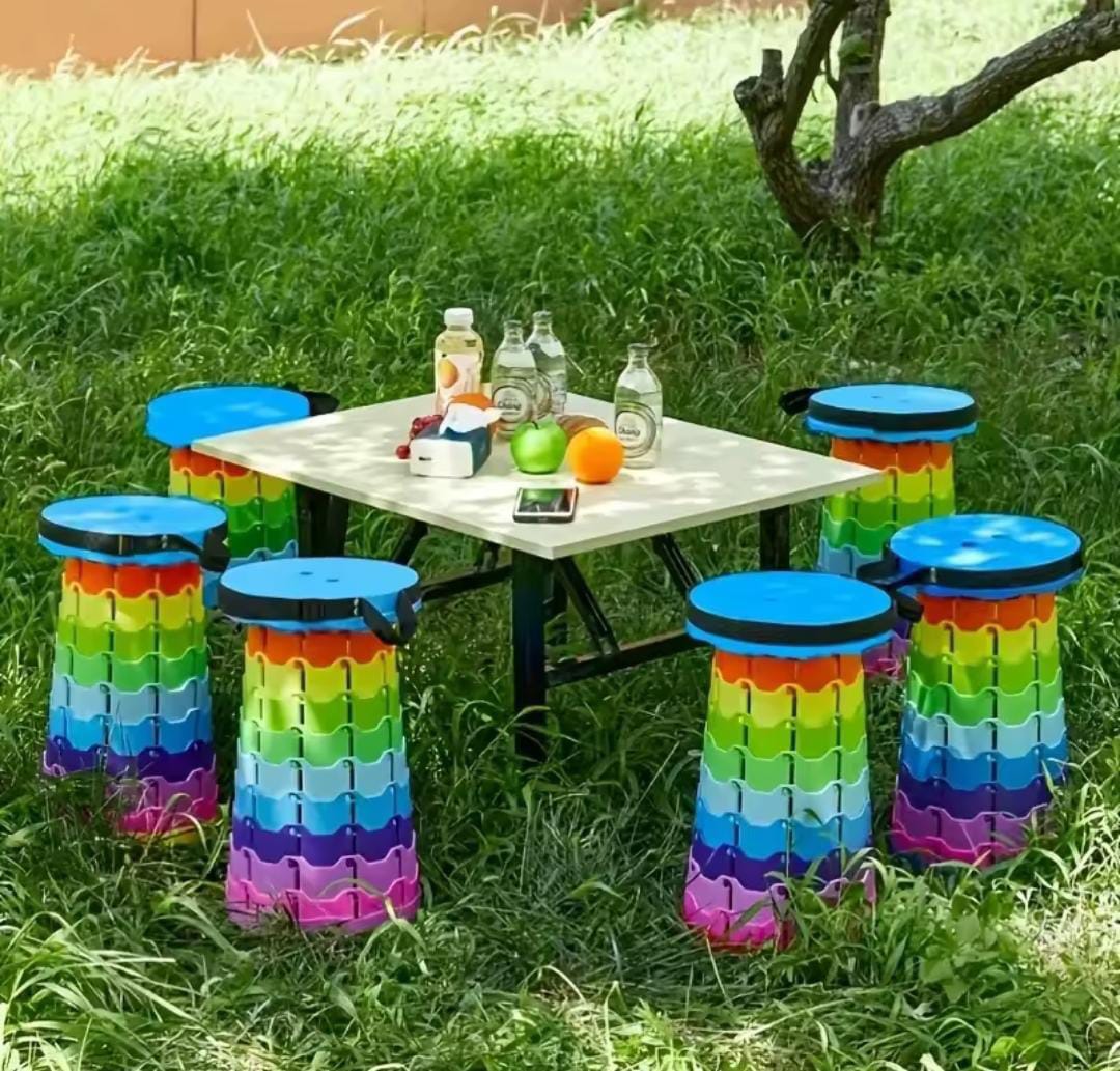 Multipurpose Retractable/Portable Rainbow Stool
✅ Colours: Blue, Orange
✅ Material: Durable Plastic
➡️ Perfect for:
☑️ Camping trips – lightweight and easy to carry
☑️ Home use – handy extra seating a
