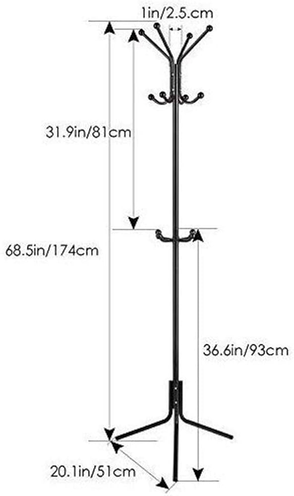 🔥 Smart Organizer Freestanding Coat Hanger 🧥 | Modern Metal Floor Standing Clothes Rack with Stable Tripod Base for Jackets, Bags, Hats & Scarves