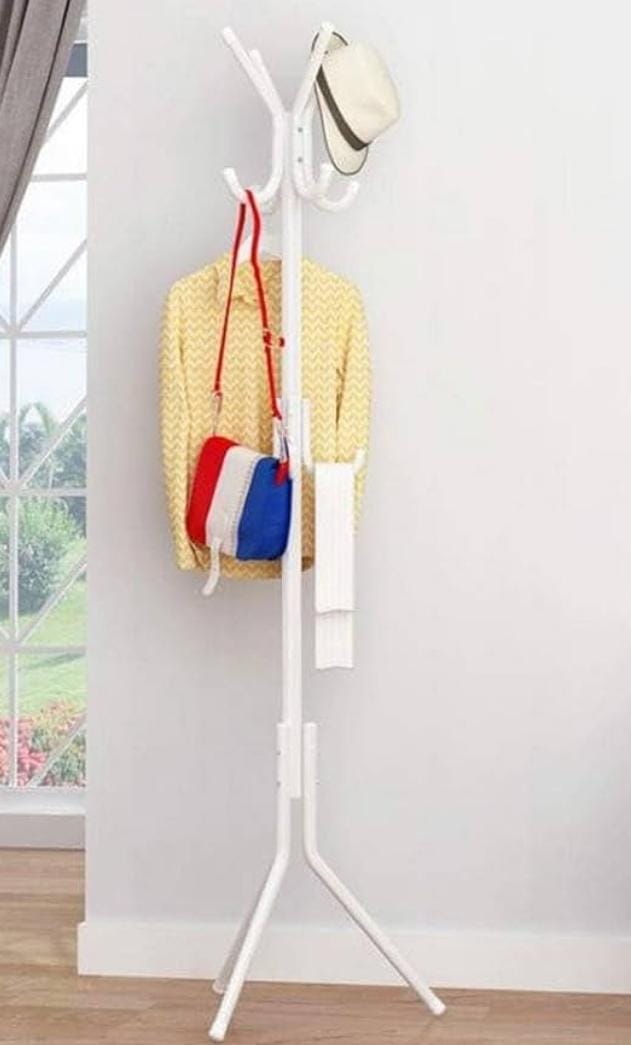 🔥 Smart Organizer Freestanding Coat Hanger 🧥 | Modern Metal Floor Standing Clothes Rack with Stable Tripod Base for Jackets, Bags, Hats & Scarves