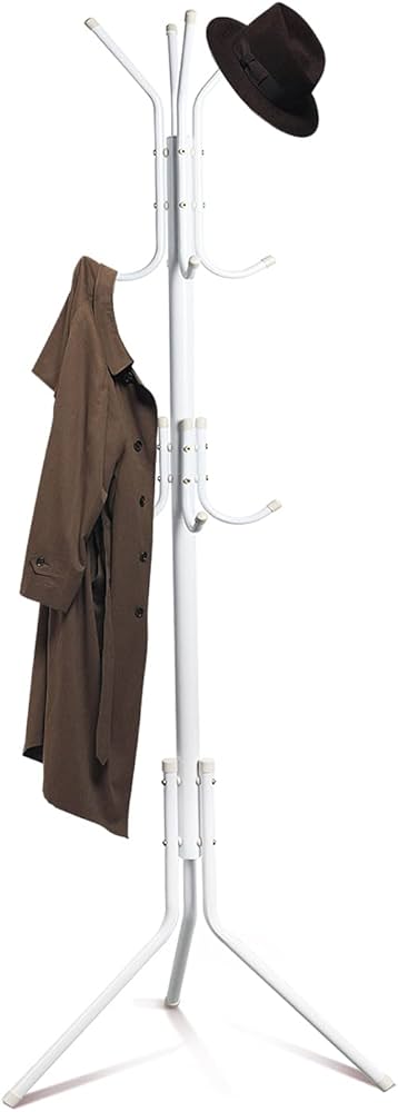 🔥 Smart Organizer Freestanding Coat Hanger 🧥 | Modern Metal Floor Standing Clothes Rack with Stable Tripod Base for Jackets, Bags, Hats & Scarves