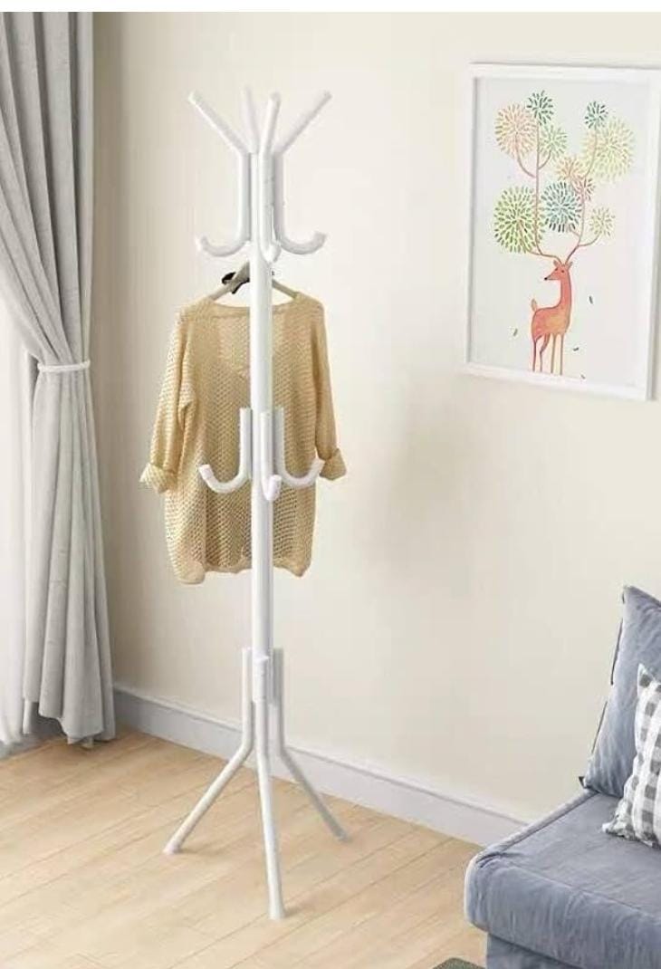 🔥 Smart Organizer Freestanding Coat Hanger 🧥 | Modern Metal Floor Standing Clothes Rack with Stable Tripod Base for Jackets, Bags, Hats & Scarves