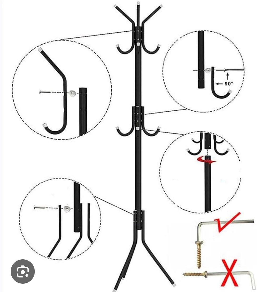 🔥 Smart Organizer Freestanding Coat Hanger 🧥 | Modern Metal Floor Standing Clothes Rack with Stable Tripod Base for Jackets, Bags, Hats & Scarves