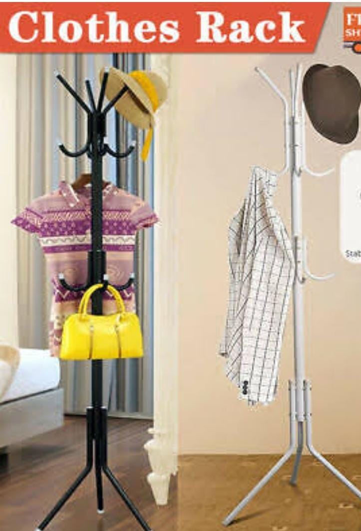 🔥 Smart Organizer Freestanding Coat Hanger 🧥 | Modern Metal Floor Standing Clothes Rack with Stable Tripod Base for Jackets, Bags, Hats & Scarves