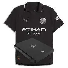 Away Black Manchester city 2025/2026-Inspired Football Jersey |  High-Quality Men’s Sportswear Shirt with Stylish Silver Accents
